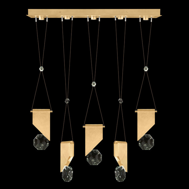 Fine Art Handcrafted Lighting Aria 43"W Linear Pendant in Brushed Gold Leaf, 11111 (100006-5-11111)