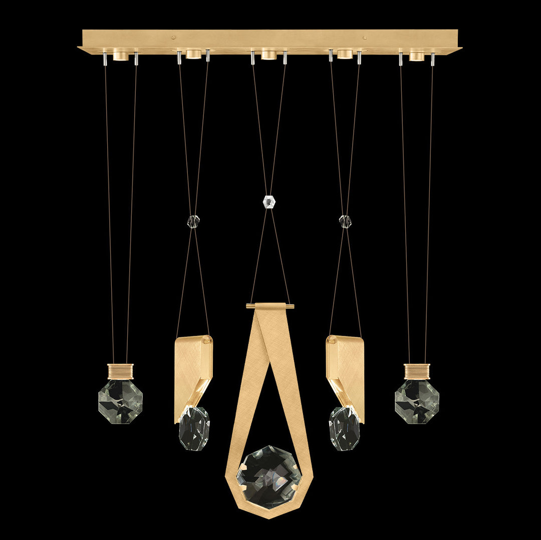 Fine Art Handcrafted Lighting Aria 43"W Linear Pendant in Brushed Gold Leaf, 11244 (100006-5-11244)