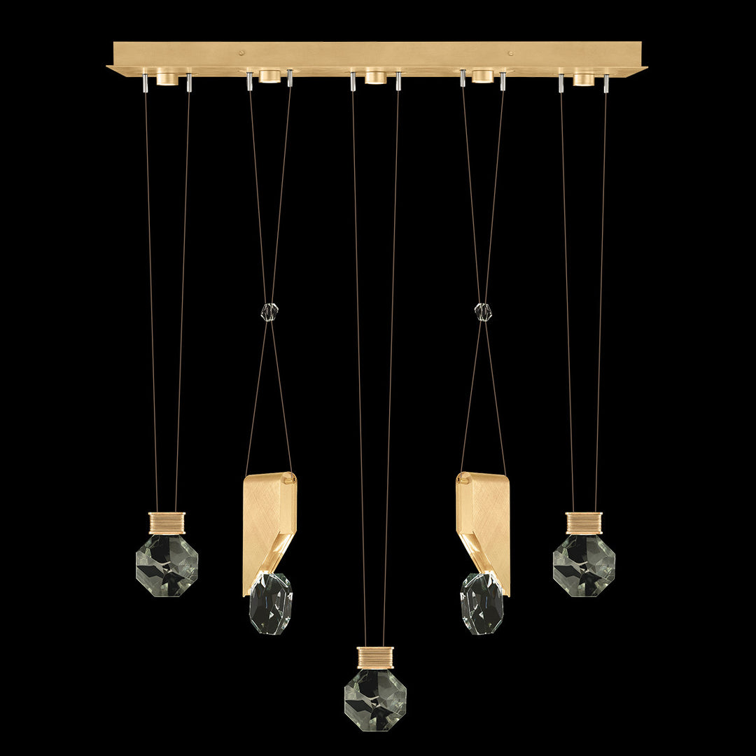 Fine Art Handcrafted Lighting Aria 43"W Linear Pendant in Brushed Gold Leaf, 11444 (100006-5-11444)