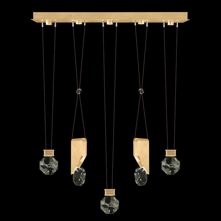 Fine Art Handcrafted Lighting Aria 43"W Linear Pendant in Brushed Gold Leaf, 11444 (100006-5-11444)