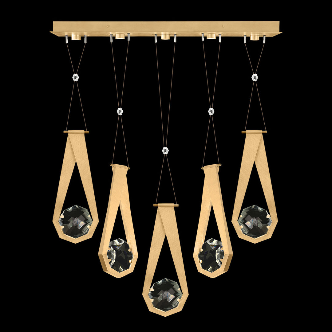 Fine Art Handcrafted Lighting Aria 43"W Linear Pendant in Brushed Gold Leaf, 22222 (100006-5-22222)