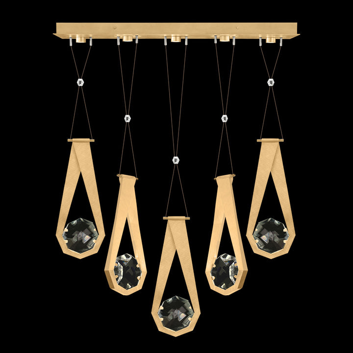 Fine Art Handcrafted Lighting Aria 43"W Linear Pendant in Brushed Gold Leaf, 22222 (100006-5-22222)