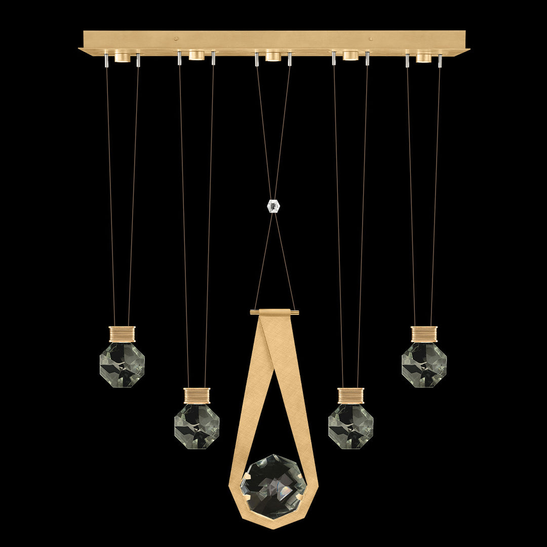 Fine Art Handcrafted Lighting Aria 43"W Linear Pendant in Brushed Gold Leaf, 24444 (100006-5-24444)