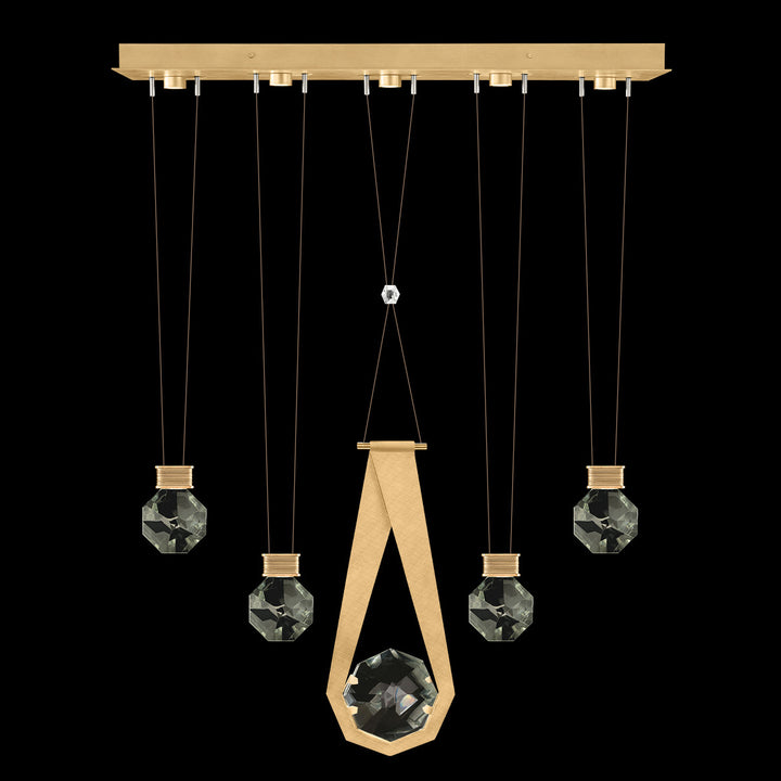 Fine Art Handcrafted Lighting Aria 43"W Linear Pendant in Brushed Gold Leaf, 24444 (100006-5-24444)