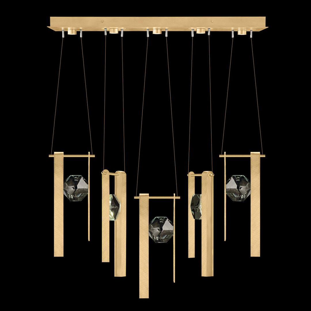 Fine Art Handcrafted Lighting Aria 43"W Linear Pendant in Brushed Gold Leaf, 33333 (100006-5-33333)