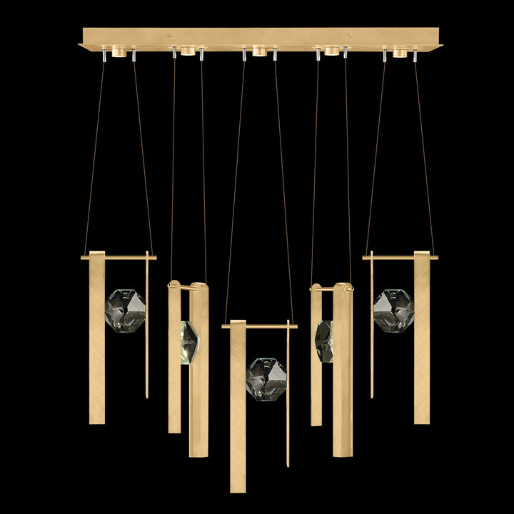 Fine Art Handcrafted Lighting Aria 43"W Linear Pendant in Brushed Gold Leaf, 33333 (100006-5-33333)