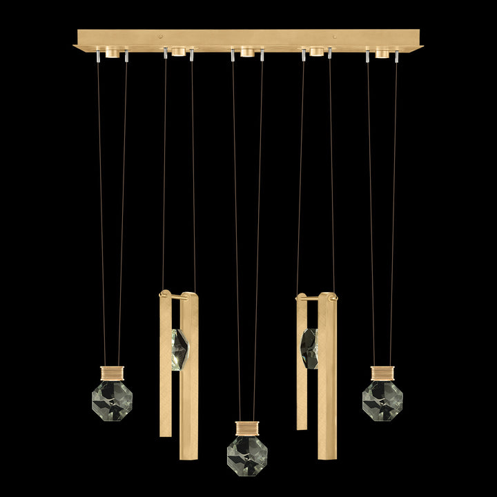 Fine Art Handcrafted Lighting Aria 43"W Linear Pendant in Brushed Gold Leaf, 33444 (100006-5-33444)