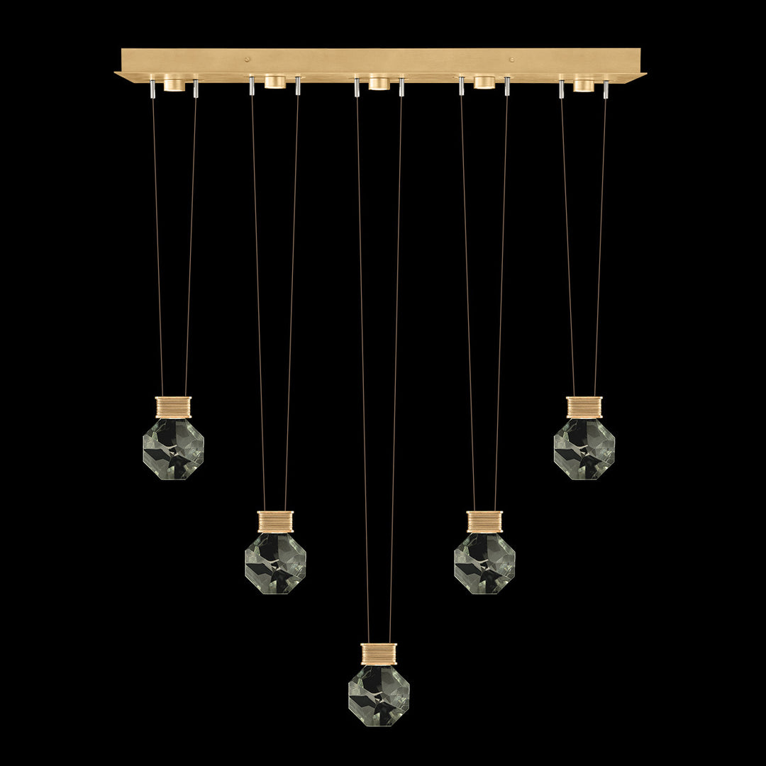 Fine Art Handcrafted Lighting Aria 43"W Linear Pendant in Brushed Gold Leaf, 44444 (100006-5-44444)