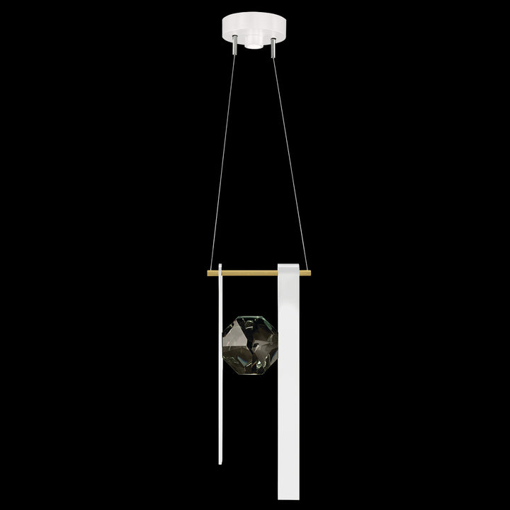 Fine Art Handcrafted Lighting Aria 9"W Round Pendant in Standard Gold Leaf/White Lacquer (100003-2)