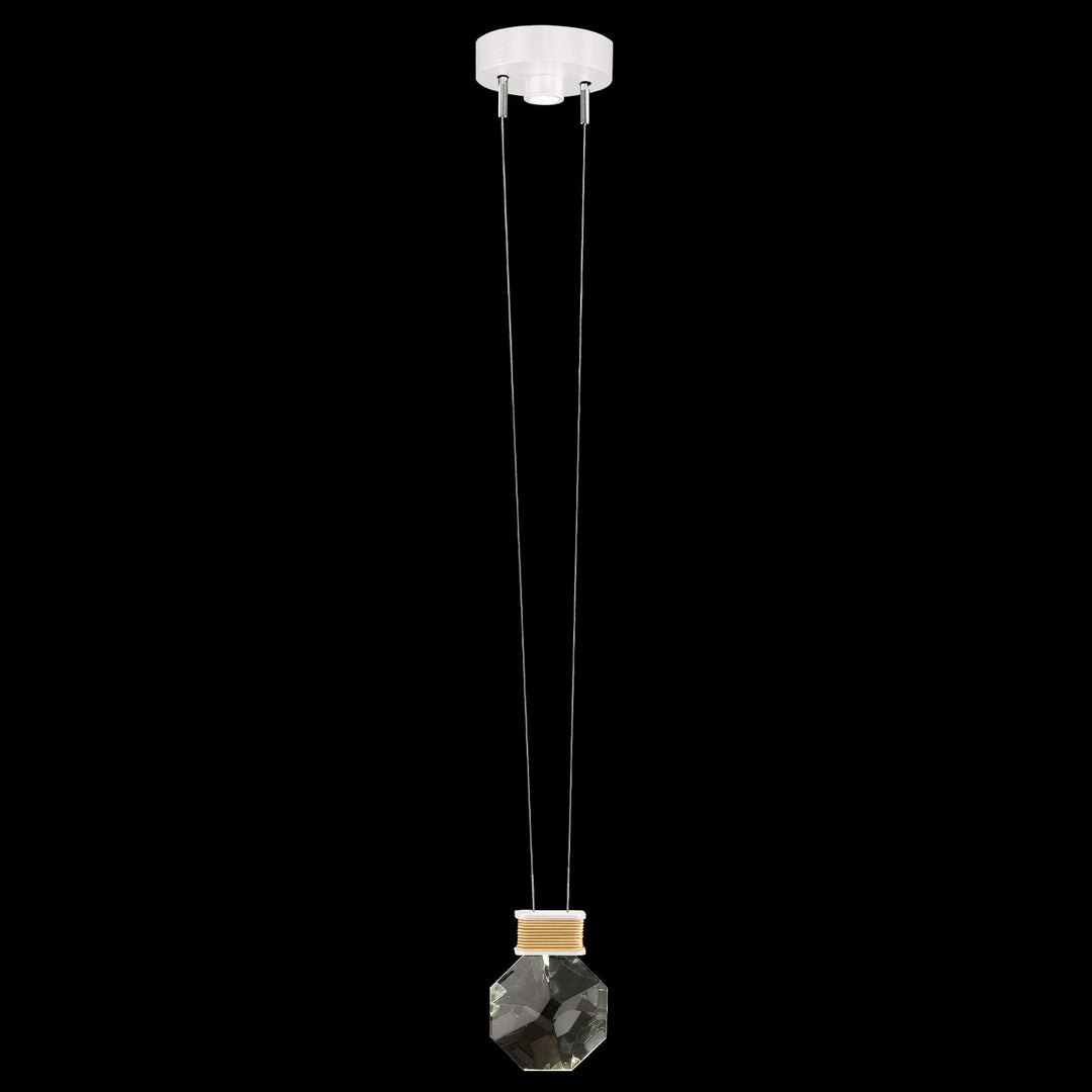 Fine Art Handcrafted Lighting Aria 6"W Round Pendant in Standard Gold Leaf/White Lacquer (100004-2)