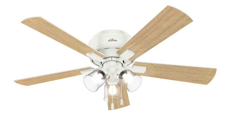 Hunter 52 inch Crestfield Low Profile Ceiling Fan with LED Light Kit and Pull Chain Indoor Ceiling Fans Hunter   