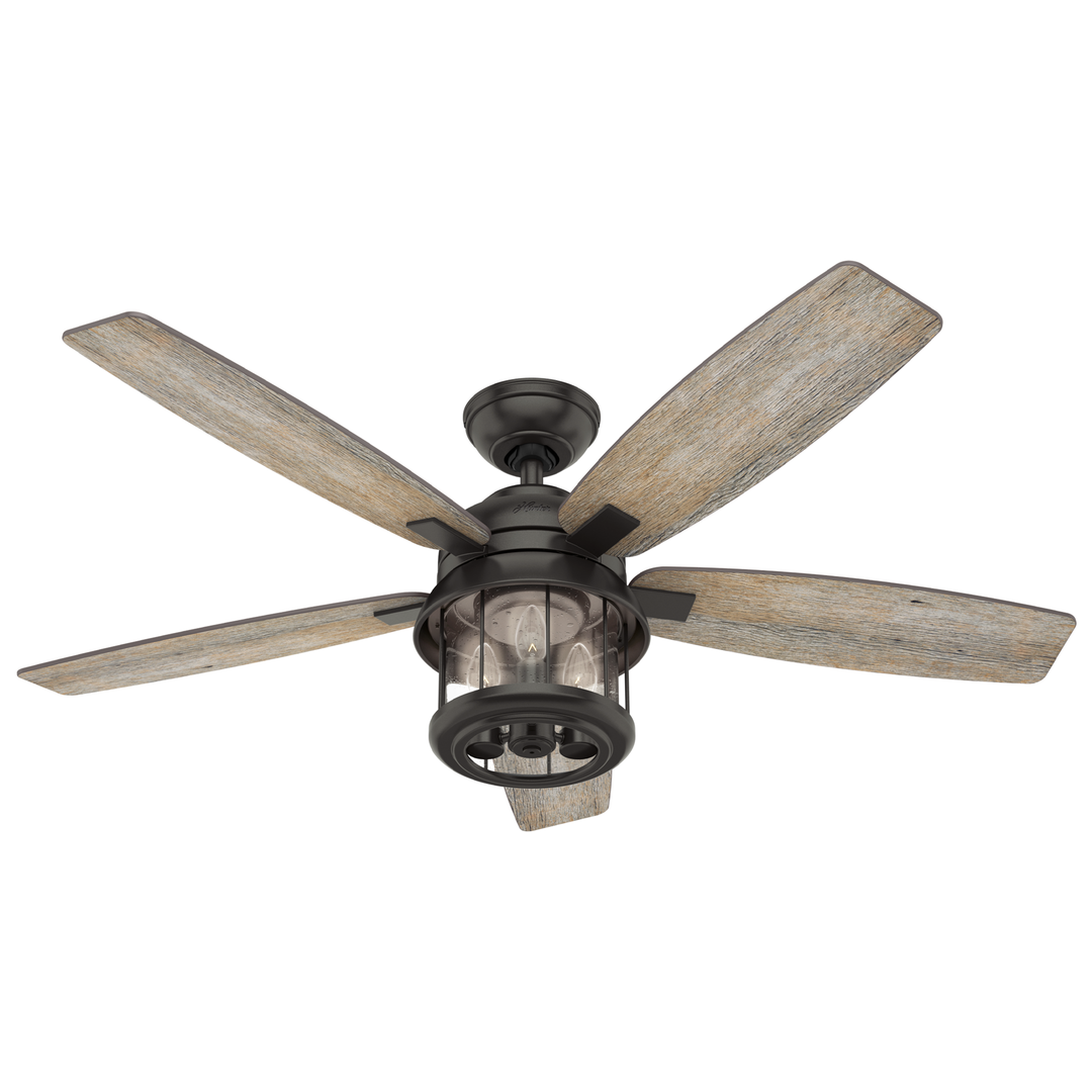 Hunter 52 inch Coral Bay Damp Rated Ceiling Fan with LED Light Kit and Handheld Remote Indoor Ceiling Fans Hunter   