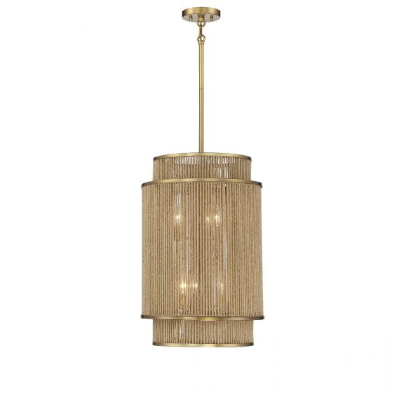 Savoy House Ashburn Pendant Pendant Savoy House Warm Brass and Rope 6 Rope