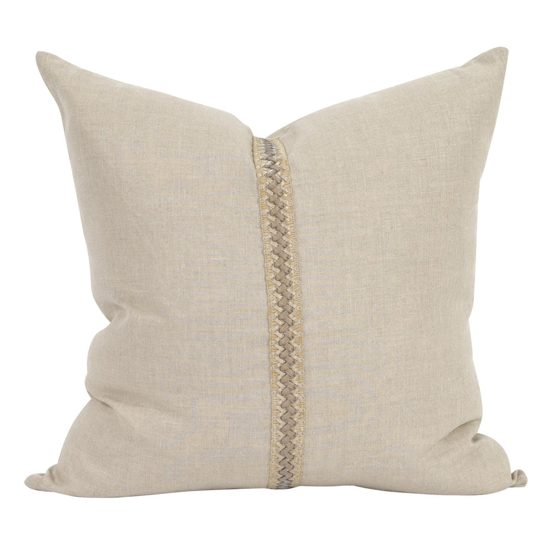 Howard Elliott Collection 24 x 24 Pillow Prairie Linen with Deco Trim - Down Insert