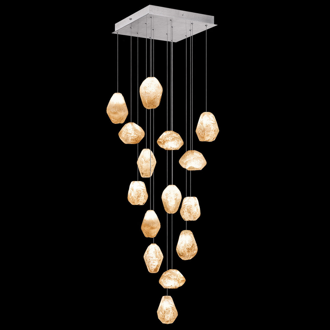 Fine Art Handcrafted Lighting Natural Inspirations 19"W Square Pendant in Standard Silver Leaf, Natural Quartz (853040-14LD)