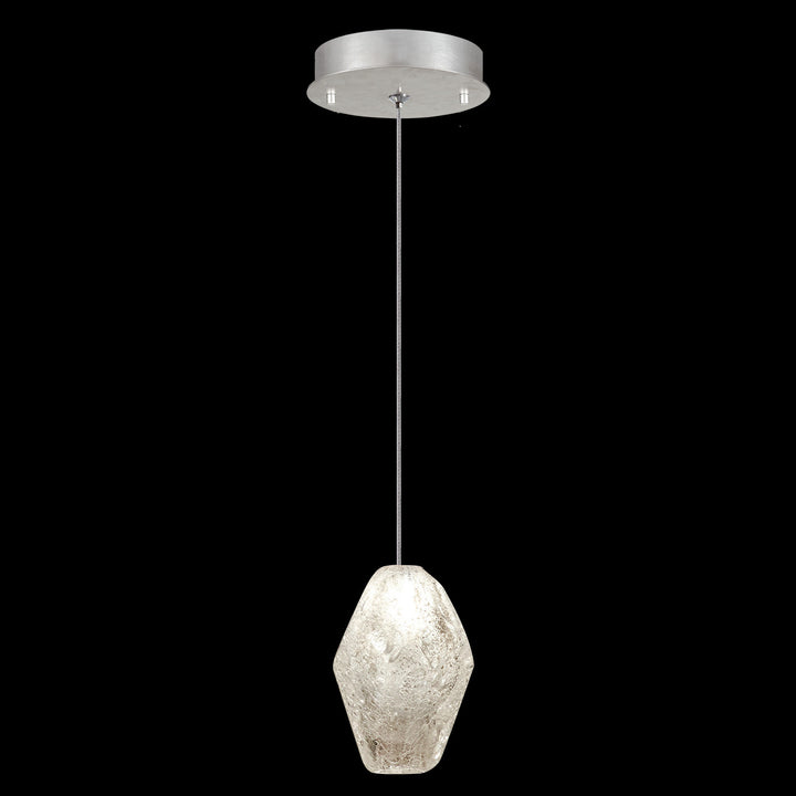 Fine Art Handcrafted Lighting Natural Inspirations 5.5"W Round Drop Light in Standard Silver Leaf, Clear Quartz -4 (852240-14LD)