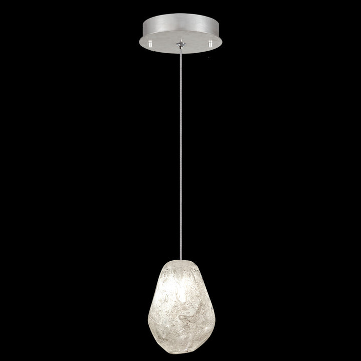 Fine Art Handcrafted Lighting Natural Inspirations 5.5"W Round Drop Light in Standard Silver Leaf, Clear Quartz -5 (852240-15LD)