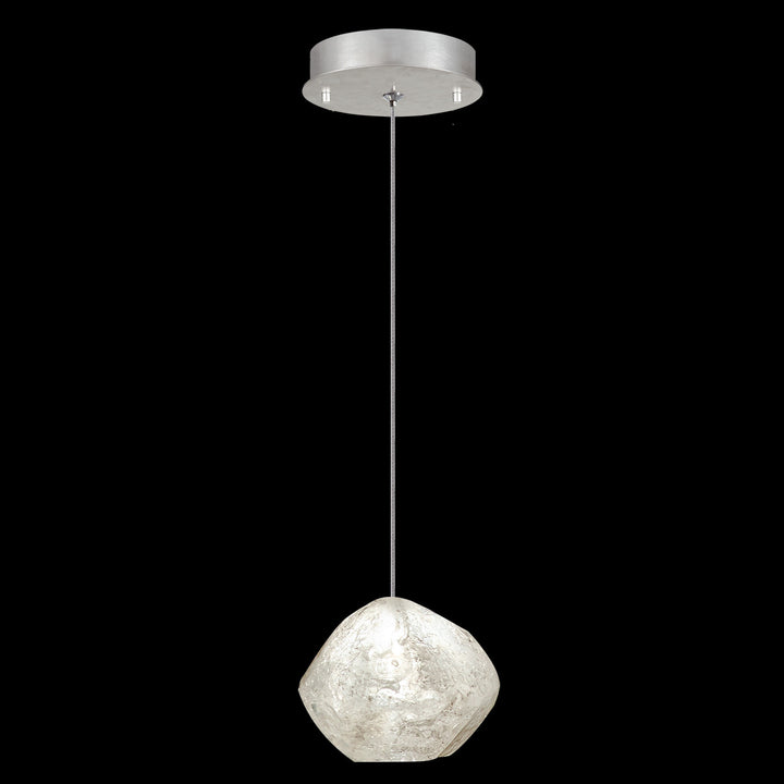 Fine Art Handcrafted Lighting Natural Inspirations 5.5"W Round Drop Light in Standard Silver Leaf, Clear Quartz -6 (852240-16LD)