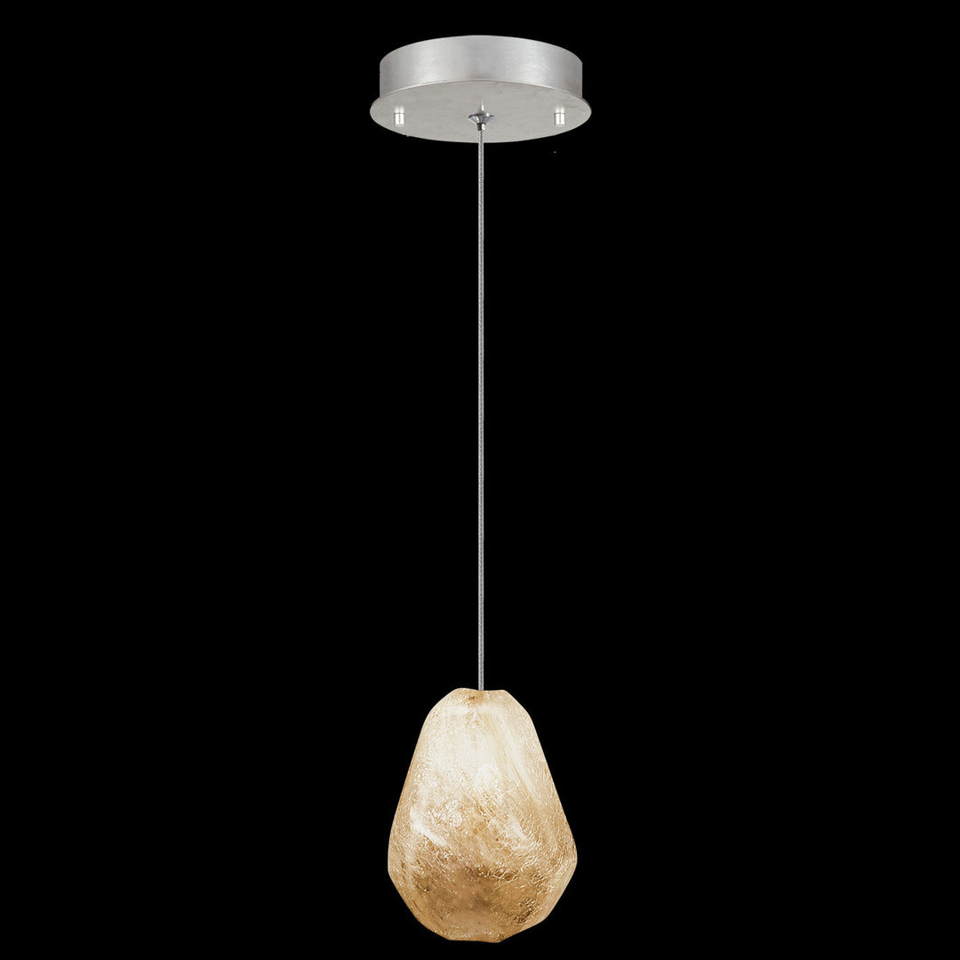 Fine Art Handcrafted Lighting Natural Inspirations 5.5"W Round Drop Light in Standard Silver Leaf, Natural Quartz -9 (852240-19LD)