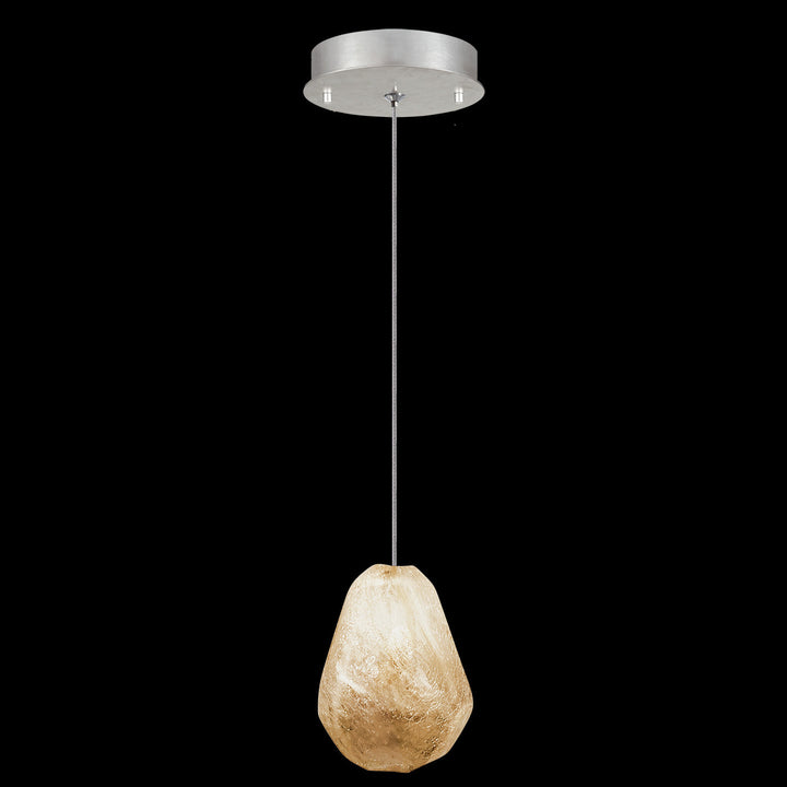 Fine Art Handcrafted Lighting Natural Inspirations 5.5"W Round Drop Light in Standard Silver Leaf, Natural Quartz -9 (852240-19LD)