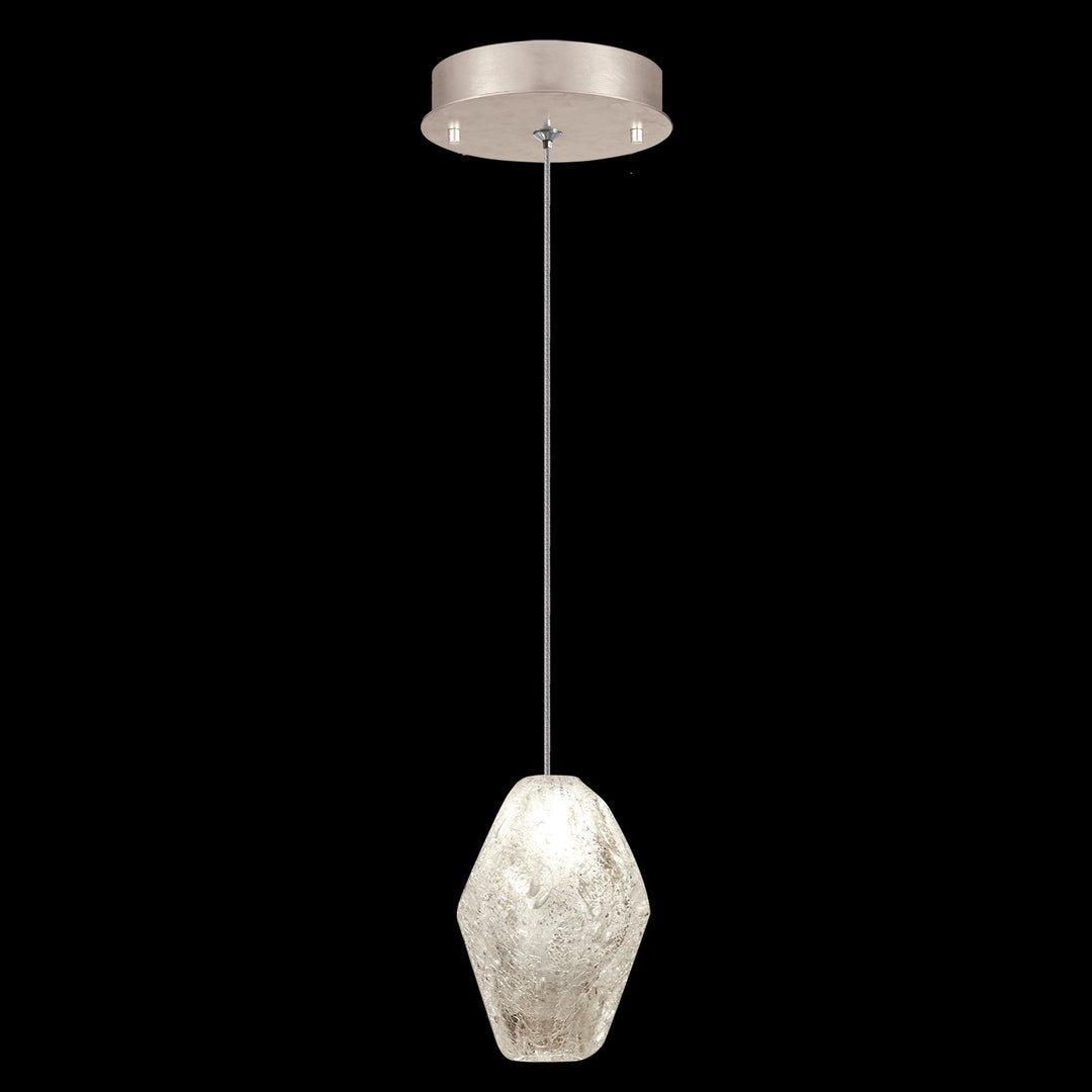 Fine Art Handcrafted Lighting Natural Inspirations 5.5"W Round Drop Light in Mottled Gold Leaf, Clear Quartz -4 (852240-24LD)