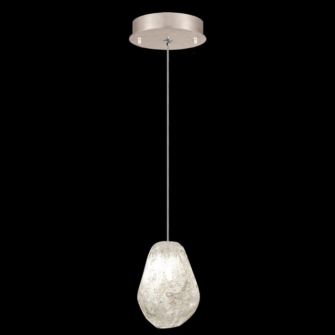 Fine Art Handcrafted Lighting Natural Inspirations 5.5"W Round Drop Light in Mottled Gold Leaf, Clear Quartz -5 (852240-25LD)