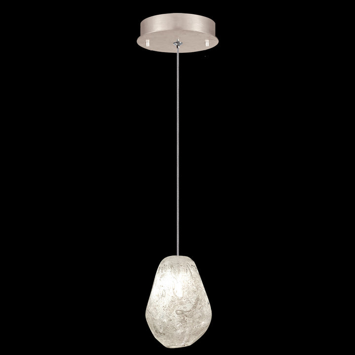 Fine Art Handcrafted Lighting Natural Inspirations 5.5"W Round Drop Light in Mottled Gold Leaf, Clear Quartz -5 (852240-25LD)
