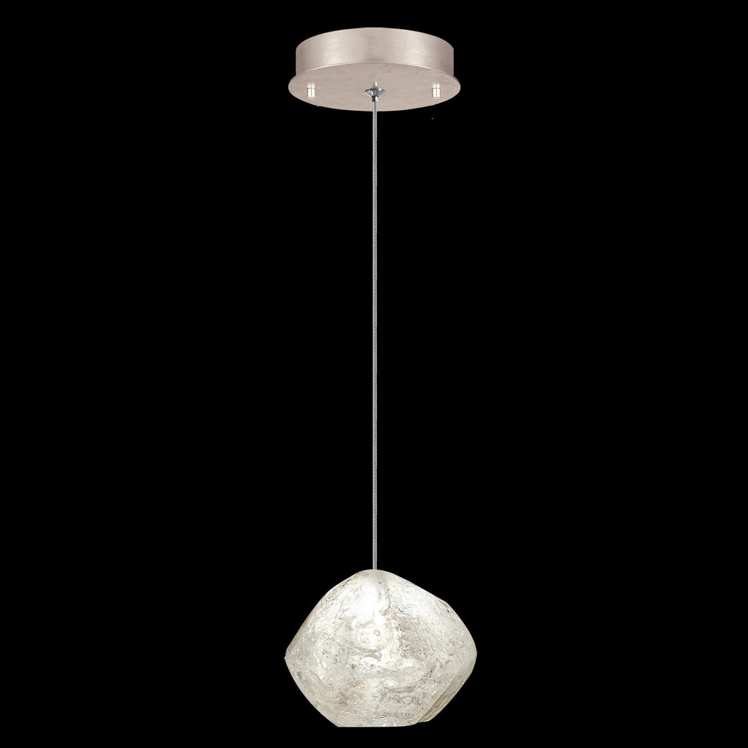 Fine Art Handcrafted Lighting Natural Inspirations 5.5"W Round Drop Light in Mottled Gold Leaf, Clear Quartz -6 (852240-26LD)