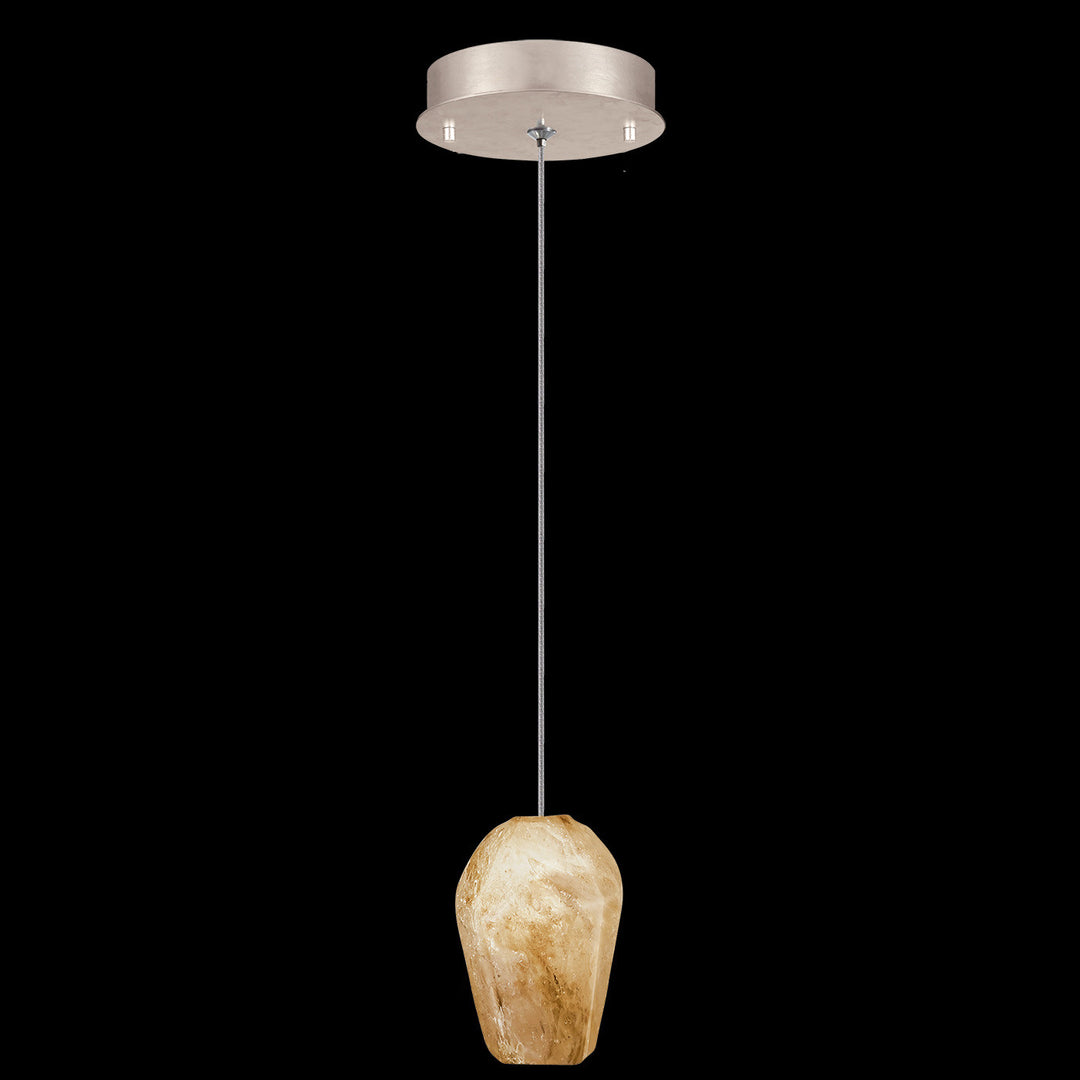 Fine Art Handcrafted Lighting Natural Inspirations 5.5"W Round Drop Light in Mottled Gold Leaf, Natural Quartz -7 (852240-27LD)