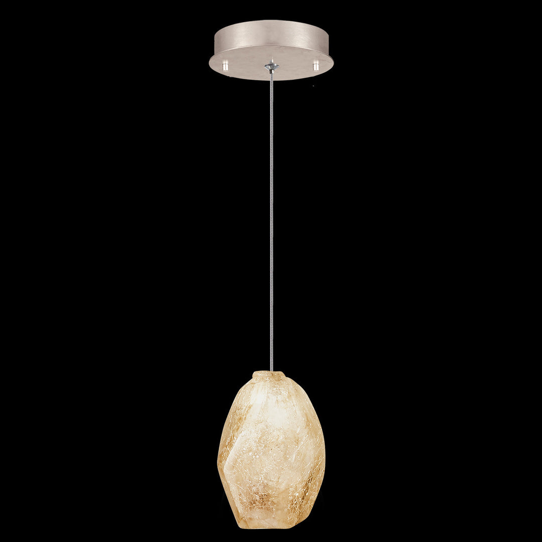Fine Art Handcrafted Lighting Natural Inspirations 5.5"W Round Drop Light in Mottled Gold Leaf, Natural Quartz -8 (852240-28LD)