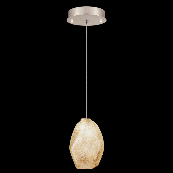 Fine Art Handcrafted Lighting Natural Inspirations 5.5"W Round Drop Light in Mottled Gold Leaf, Natural Quartz -8 (852240-28LD)