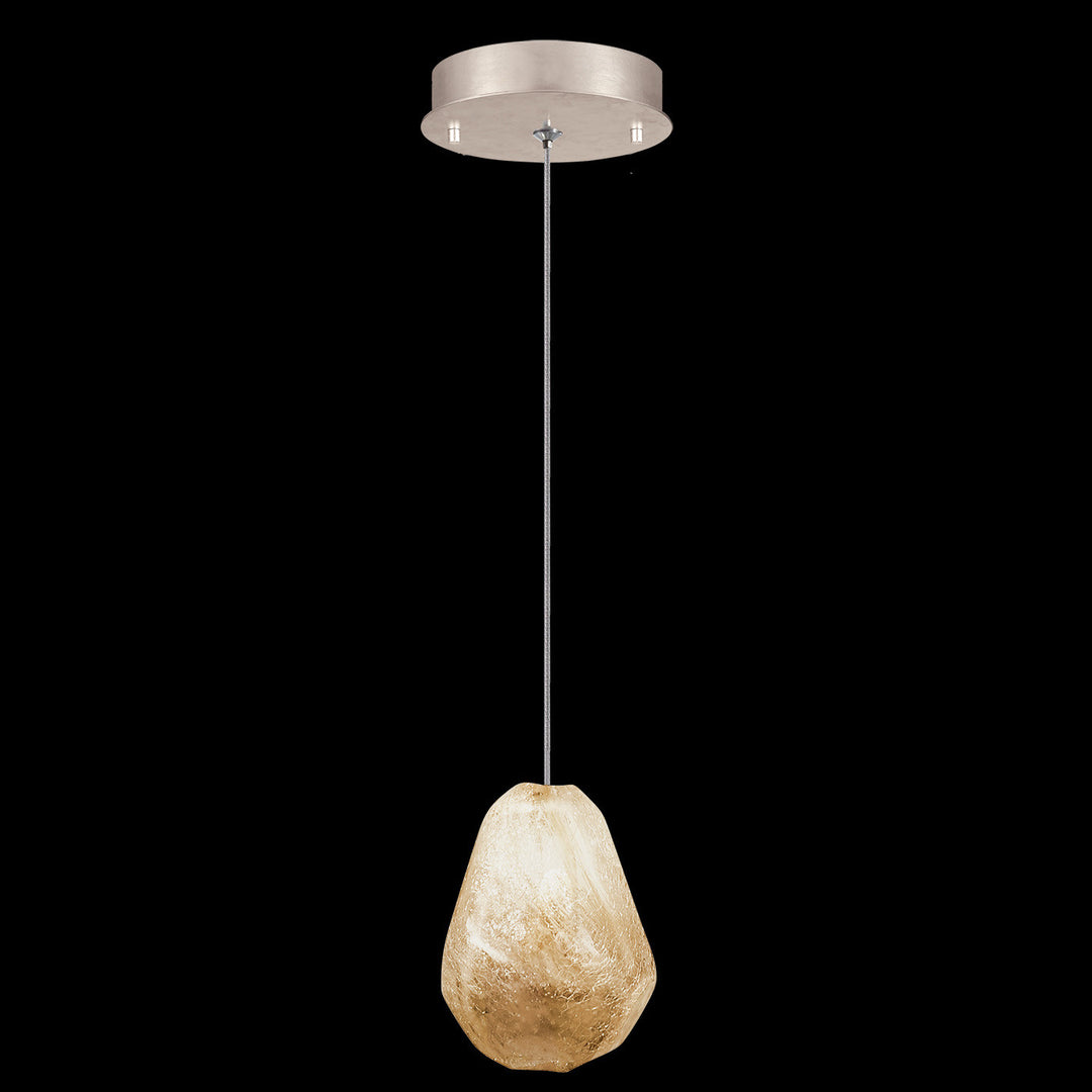 Fine Art Handcrafted Lighting Natural Inspirations 5.5"W Round Drop Light in Mottled Gold Leaf, Natural Quartz -9 (852240-29LD)