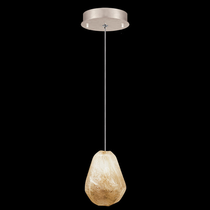 Fine Art Handcrafted Lighting Natural Inspirations 5.5"W Round Drop Light in Mottled Gold Leaf, Natural Quartz -9 (852240-29LD)