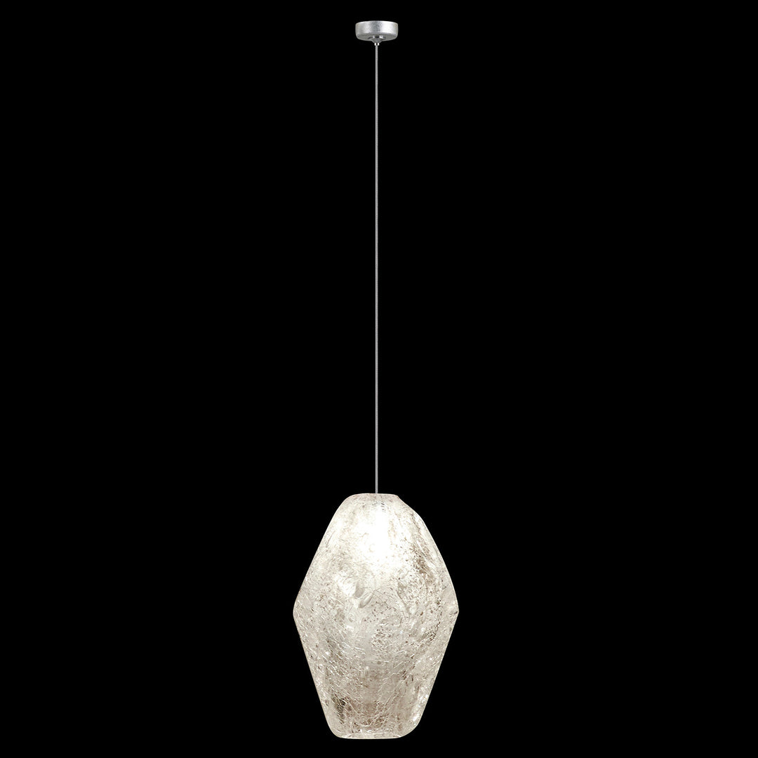 Fine Art Handcrafted Lighting Natural Inspirations 4.5"W Round Drop Light in Standard Silver Leaf, Clear Quartz -4 (851840-14LD)