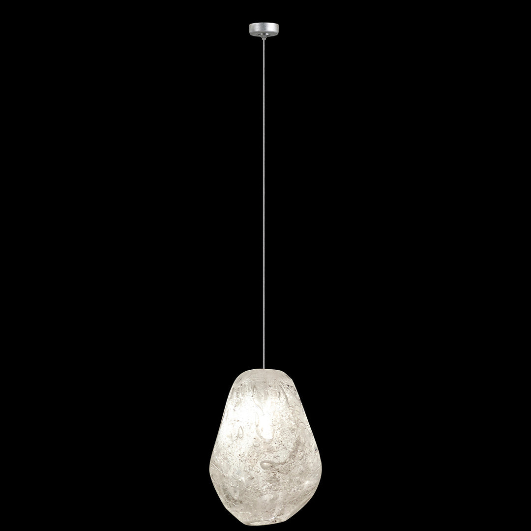 Fine Art Handcrafted Lighting Natural Inspirations 4.5"W Round Drop Light in Standard Silver Leaf, Clear Quartz -5 (851840-15LD)