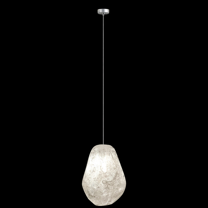 Fine Art Handcrafted Lighting Natural Inspirations 4.5"W Round Drop Light in Standard Silver Leaf, Clear Quartz -5 (851840-15LD)