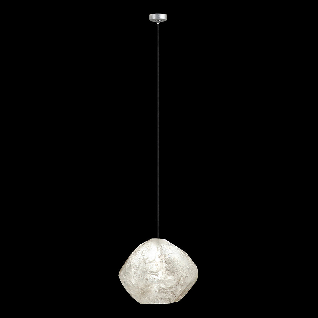 Fine Art Handcrafted Lighting Natural Inspirations 4.5"W Round Drop Light in Standard Silver Leaf, Clear Quartz -6 (851840-16LD)