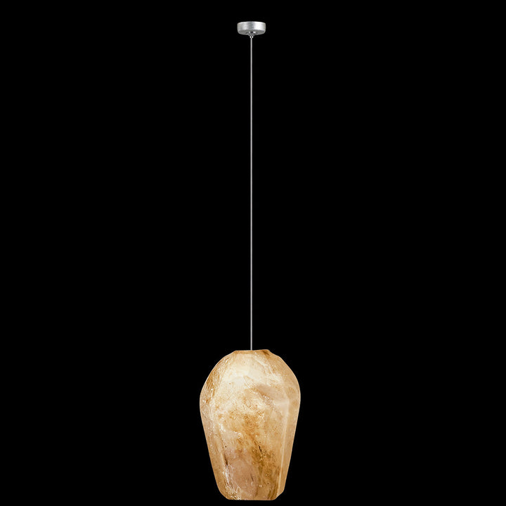 Fine Art Handcrafted Lighting Natural Inspirations 4.5"W Round Drop Light in Standard Silver Leaf, Natural Quartz -7 (851840-17LD)