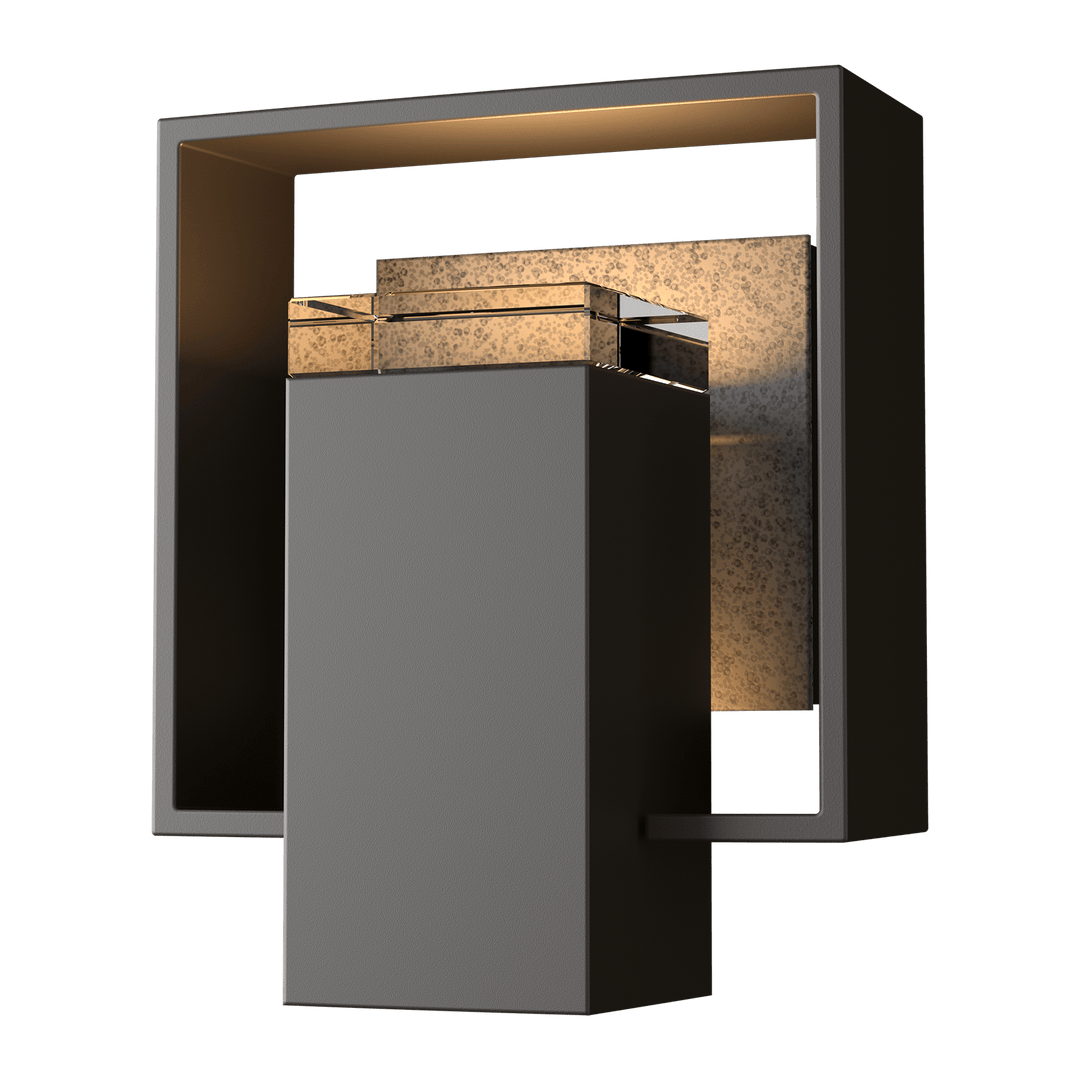 Hubbardton Forge Shadow Box Small Outdoor Sconce Outdoor Wall Lights Hubbardton Forge Coastal Oil Rubbed Bronze Clear Glass (ZM) Coastal Natural Iron