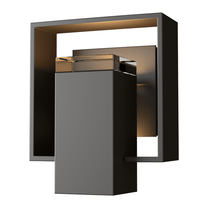 Hubbardton Forge Shadow Box Small Outdoor Sconce Outdoor Wall Lights Hubbardton Forge Coastal Oil Rubbed Bronze Clear Glass (ZM) Coastal Black