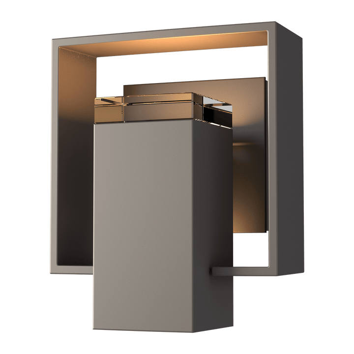 Hubbardton Forge Shadow Box Small Outdoor Sconce Outdoor Wall Lights Hubbardton Forge Coastal Dark Smoke Clear Glass (ZM) Coastal Oil Rubbed Bronze