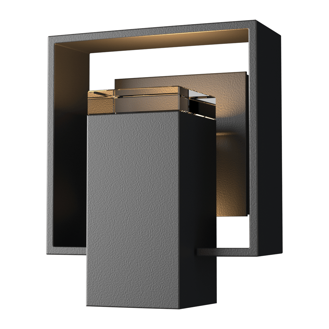 Hubbardton Forge Shadow Box Small Outdoor Sconce Outdoor Wall Lights Hubbardton Forge Coastal Black Clear Glass (ZM) Coastal Black