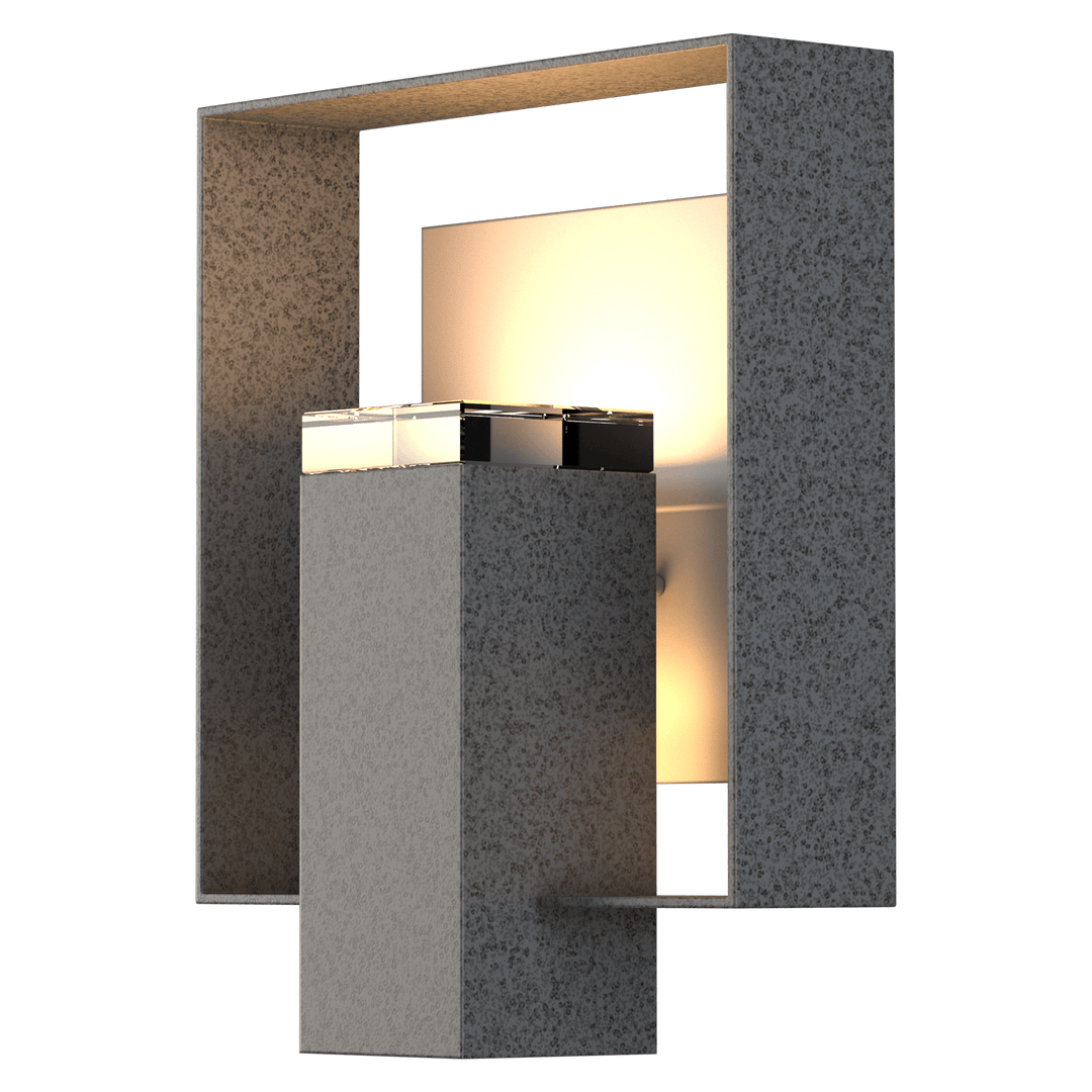 Hubbardton Forge Shadow Box Outdoor Sconce Outdoor Wall Lights Hubbardton Forge Coastal Natural Iron Clear Glass (ZM) Coastal Burnished Steel