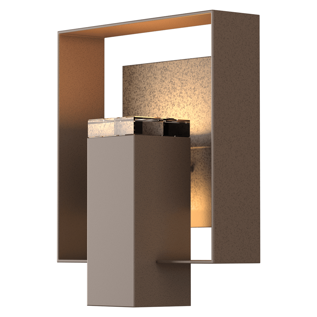 Hubbardton Forge Shadow Box Outdoor Sconce Outdoor Wall Lights Hubbardton Forge Coastal Bronze Clear Glass (ZM) Coastal Natural Iron