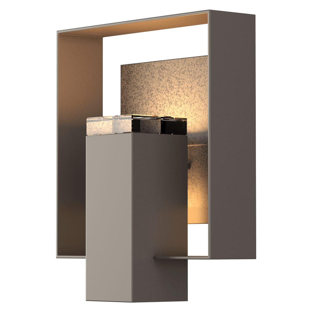 Hubbardton Forge Shadow Box Outdoor Sconce Outdoor Wall Lights Hubbardton Forge Coastal Dark Smoke Clear Glass (ZM) Coastal Natural Iron