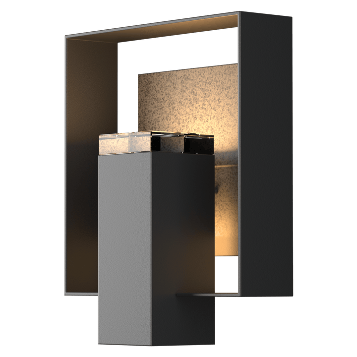 Hubbardton Forge Shadow Box Outdoor Sconce Outdoor Wall Lights Hubbardton Forge Coastal Black Clear Glass (ZM) Coastal Natural Iron