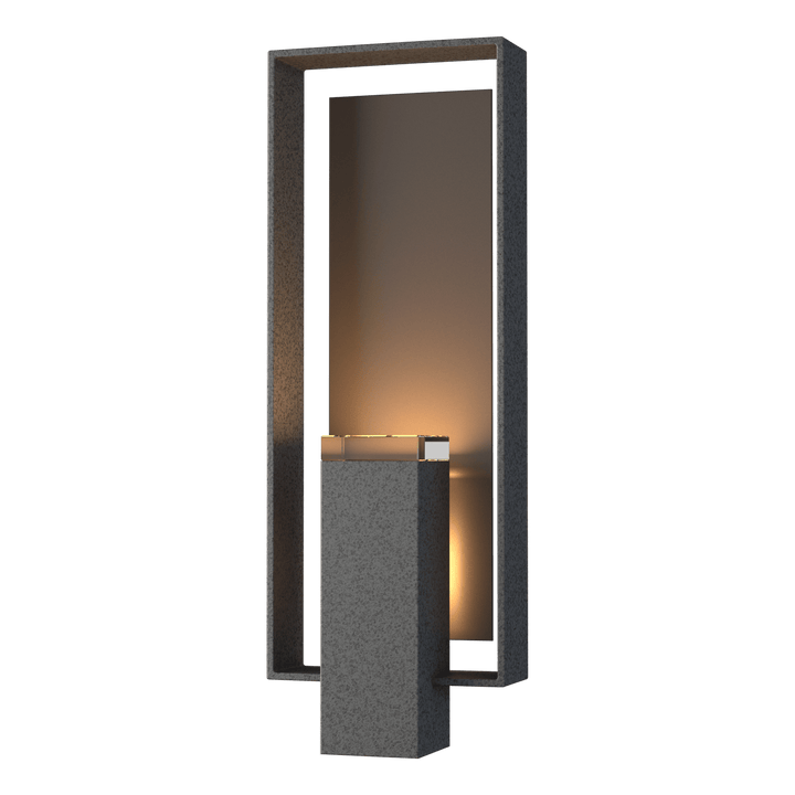 Hubbardton Forge Shadow Box Large Outdoor Sconce Outdoor Wall Lights Hubbardton Forge Coastal Natural Iron Clear Glass (ZM) Coastal Dark Smoke