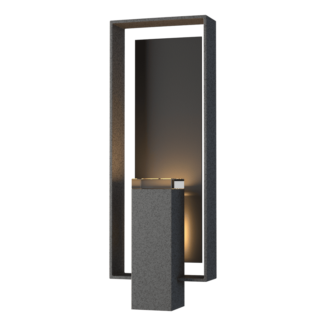 Hubbardton Forge Shadow Box Large Outdoor Sconce Outdoor Wall Lights Hubbardton Forge Coastal Natural Iron Clear Glass (ZM) Coastal Black