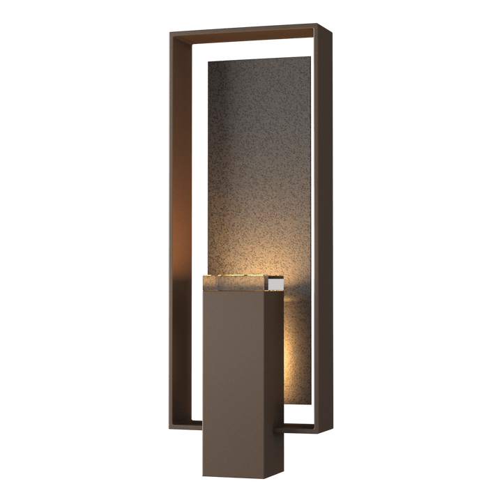 Hubbardton Forge Shadow Box Large Outdoor Sconce Outdoor Wall Lights Hubbardton Forge Coastal Bronze Clear Glass (ZM) Coastal Natural Iron