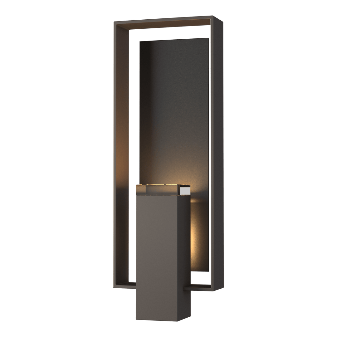 Hubbardton Forge Shadow Box Large Outdoor Sconce Outdoor Wall Lights Hubbardton Forge Coastal Dark Smoke Clear Glass (ZM) Coastal Black